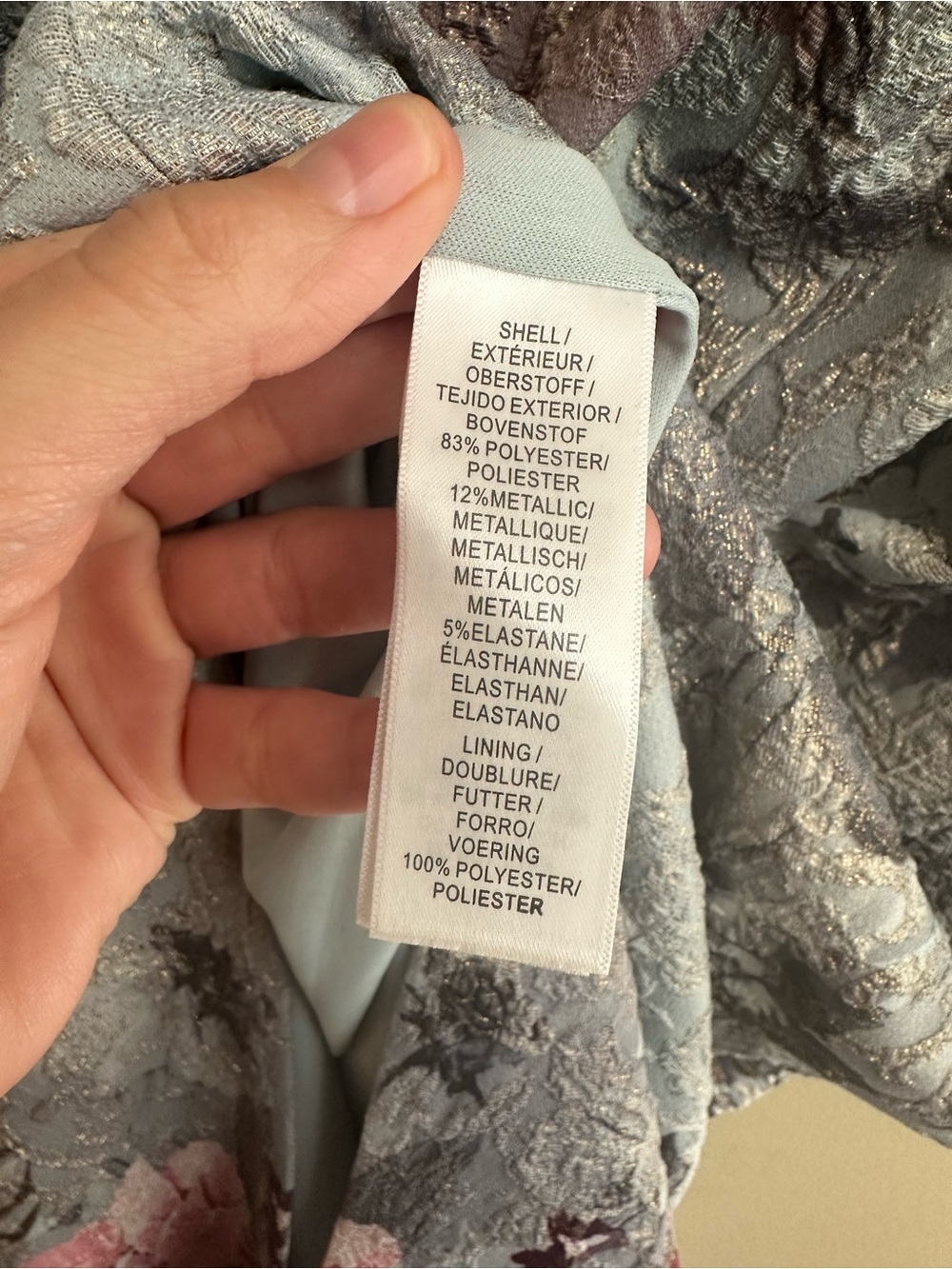 BHLDN Adrianna Papell Lilliana Blue Floral Metallic Jacquard Maxi Gown - Picture 12 of 12